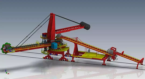 斗轮堆取料机，堆4500t/h，取1500t/h，回转半径35m